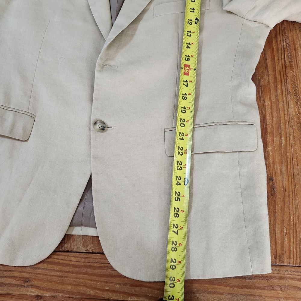Pronto Uomo Platinum Men 44S 100% Linen Sports Coat Blazer Lined Beige Preppy - Picture 5 of 16